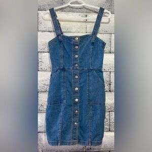 H&M Divided Blue Denim Button Up Mini Dress 3XS